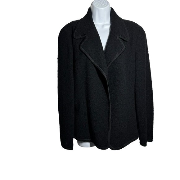 Linda Allard Ellen Tracy size 16 Black boucle jacket blazer vintage classic - Picture 2 of 8